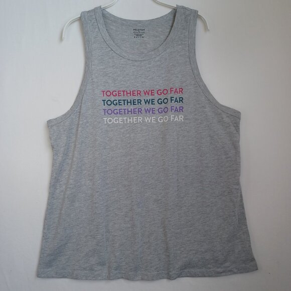 Peloton Tank Together We Go Far Gray Workout Tee Top Floral Design‎ Womens XL - Picture 6 of 11